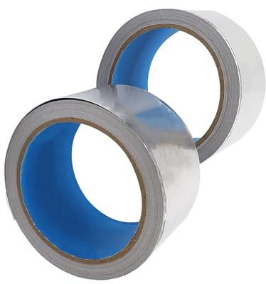 SRJQXH Dampfsperre Klebeband 2 Rollen Aluminium Kleber 50 mm × 20 m Aluminiumfolie Alu Klebeband, Feuerfestes und Alterungsbeständiges für Reparatur von Schäden Wasserdicht Feuchtigkeitsbeständig