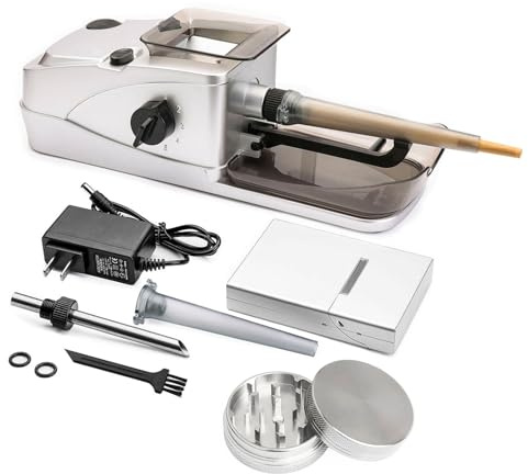 Electric Cone Rolling Machine Set - Manual Herb Grinder, Pre-Roll Holder Case, Grinds, Fills & Packs King Size Cones