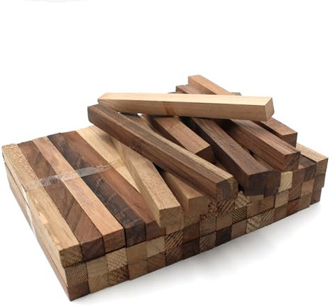 20x Listones de madera de nogal asiático 20x20x250 mm, bloques sueltos para manualidades, palitos de artesanía (nogal asiático 20x20x250 mm)