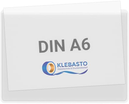 KLEBASTO Selbstklebetaschen | Transparent | Sichttaschen zum Kleben | Infotaschen zum Kleben | Rechtecktaschen Transparent (DIN A6 | Breite Seite Offen, 20)