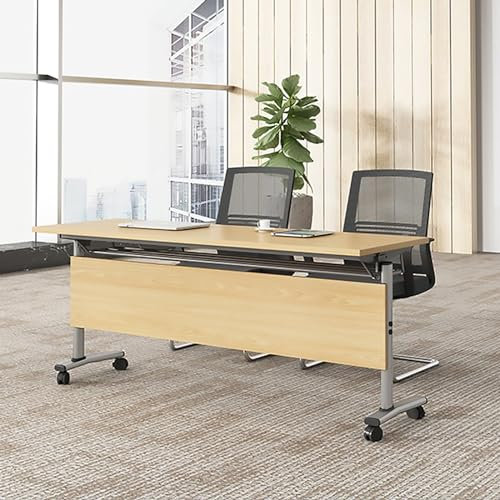 WAMVZYX Moderner Konferenztisch fürs Büro, 4er-Pack, zusammenklappbarer Schulungstisch mit Lenkrollen, mobiler Klapptisch für Konferenzen und Veranstaltungen, 120 x 60 cm