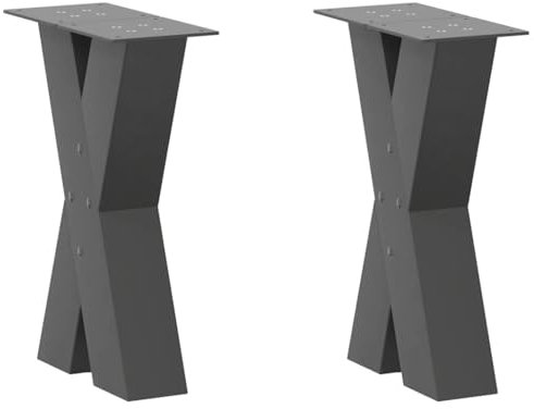 vidaXL Couchtischbeine X-Form 2 Stk. Anthrazit 28x(42-43) cm Stahl, Tischbein, Tischbein Metall, Esstischbein, Möbelbein, Schreibtischbein