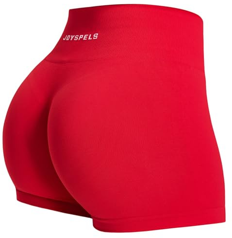 JOYSPELS Seamless Gym Shorts for Women High Waist Booty Running Cycling Yoga Sports Workout Womens Activewear Shorts UK Cherry Red S
