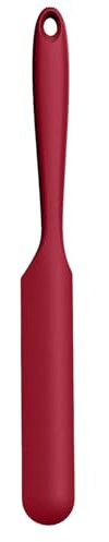 Vroxdrez Spatule en Silicone pour Bocaux, Grattoir Rouge Flexible Résistant à la Chaleur jusqu’à 315 °C, Manche Long et Fin pour Racler les Sauces, Mélanger le Levain, Idéale pour Petits Récipients