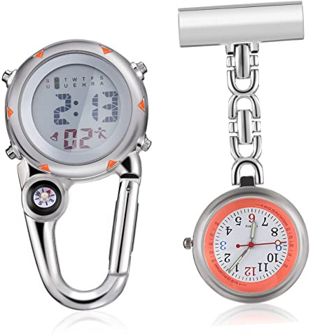 BESPORTBLE 2stücke Pack Krankenschwesteruhr Digitale Taschenuhr Outdoor Leuchtende Karabineruhr Kletteruhr