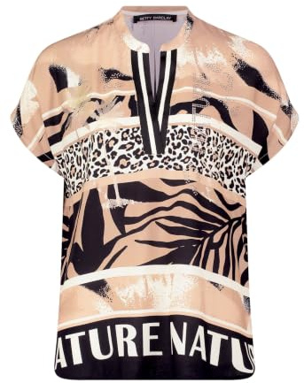 Betty Barclay Damen Longbluse mit Stehkragen 36, Beige/Schwarz