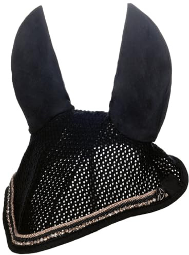 HKM Rosegold Glamour Style Fliegenhaube, Schwarz/Rosegold, Pony