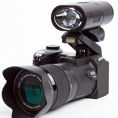 Macchina fotografica digitale, Zoom ottico 24X Teleobiettivo grandangolare Fotocamera digitale professionale SLR Torcia 33MP Registratore 1080P 3quot;Schermo(16G SD Card,With Flashlight)
