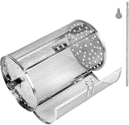 Tower Air Fryer Basket - Stainless Steel Rolling Grill Cage 360° Rotating Frying Basket Grill Roaster Drum Grilled Cage for BBQ - Cylindrical Barbecue Tube, Accessories For Electric Oven