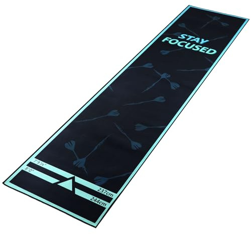QWORK® 260 x 60 cm Dartteppich mit Abwurflinie - rutschfest, Turnierstandard, mit integriertem Oche 237CM und 244CM