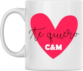 Taza Te Quiero Corazón Personalizada con Iniciales Regalo San Valentín Pareja Novio Novia Regalos Originales