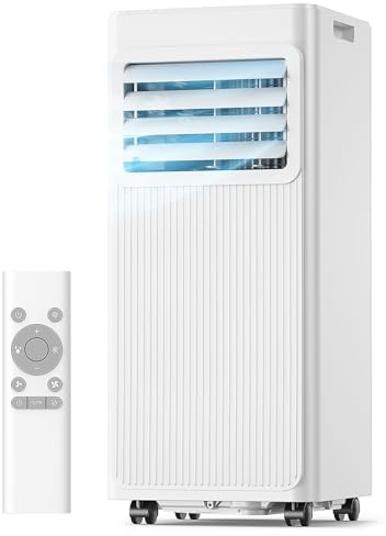 7000 BTU Mobile Klimaanlage 4-in-1, Ventilator und Luftentfeuchter, 19 l, leise mit 24-Stunden-Timer – Abluft- und Dichtungsset für Fenster – bis zu 25 m²(weiß)