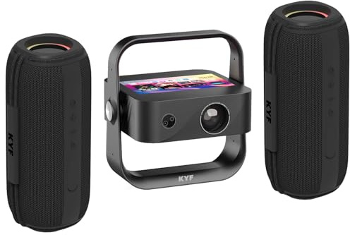 KYF Kit Cinéma Portable – Vidéoprojecteur Tablette Tactile 7'' Android Full HD 1080p avec Écran Tactile + 2 Enceintes Bluetooth 60W Étanches – Wi-FI, HDMI, USB