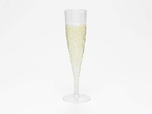 Regalzone ™ 50 x Clear Plastic Champagne Flute Glasses 160ml UK CA Marked at 125ml. Perfect for Weddings, Parties and Outdoor and Indoor Events