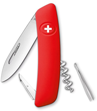 Swiza D01 Couteau suisse, verrouillage de la lame, poignée anti-dérapante - Rouge, 75 mm