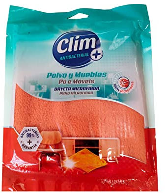 8 Bayetas de Microfibra para Polvo y Muebles Clim Antibacterial. Caja con 8 paños envasados Individualmente