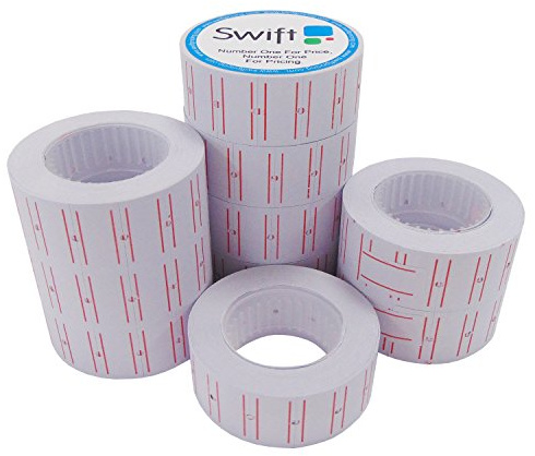 Swift 22 x 12 mm Price Gun Labels CT1 Lined 10 Rolls 5,000 Stickers Pricemarking Tags Fits Many Pricing Labellers