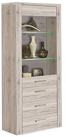 expendio Vitrine Phil 6 Sandeiche 77x198x41 cm Glasvitrine mit Beleuchtung Vitrinenschrank Wohnzimmerschrank Wohnzimmer Esszimmer