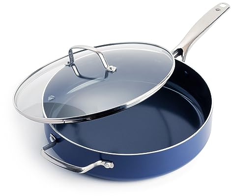 Blue Diamond CC01811-001 Saute Jumbo Poêle à frire en métal pour lave-vaisselle, céramique infusée de diamant sans PFAS, antiadhésive