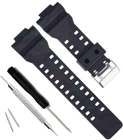 Ersatzarmband aus Naturharz für Casio G-Shock Herren-Armbanduhr GD120/GA-100/GA-110/GA-100C (Camouflage-Black)