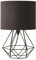 MiniSun | Modern Black Metal Basket Table Lamp with a Black Fabric Shade | Table Lamps, Home Décor & Improvement Essential | Includes 4W Bulb [3000K Warm White]