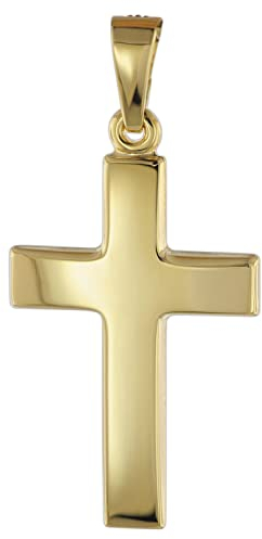 trendor Kreuz Anhänger für Damen und Herren 585 Gold 21 mm Damen und Herren Goldanhänger, Kreuzanhänger Echtgold, Geschenkidee, Schmuck aus Gold 08610