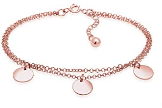 Elli Armband Damen Kreis Layer Geo Plättchen Trio in 925 Sterling Silber Rosé vergoldet
