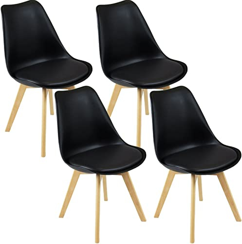 Charles Jacobs 4 x Modern Style Dining Chairs With Solid Beech Legs - Black