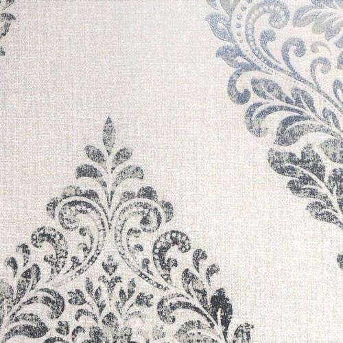 Fine Decor FD25044 - Tempus Damask Floral Motif Grey Navy Wallpaper