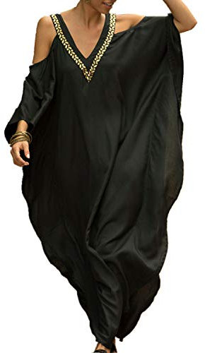 L-Peach Vestido Largo de Playa Mujer, Negro, Talla única