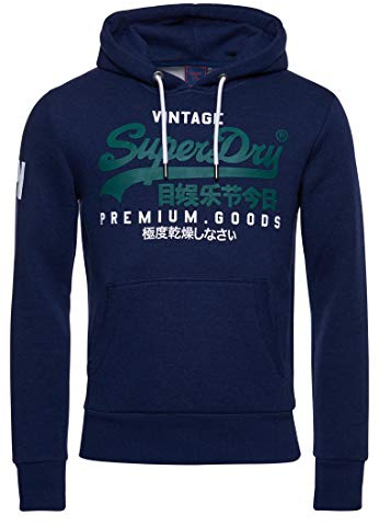 Superdry Homme Sweat à Capuche Vintage Logo Poussière Bleu Nuit XL