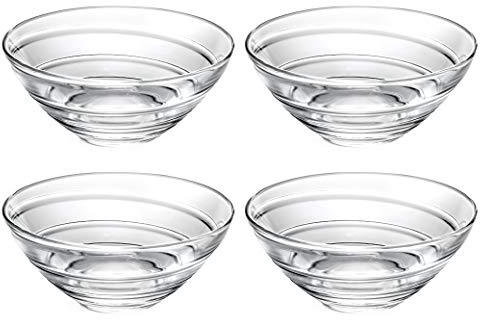 Barski - Cuenco de cristal para postres - ensalada - pasta - fruta - nueces - chocolate - juego de 4 cuencos - diseñado - 15,8 cm de diámetro - fabricado en Europa - de Barski