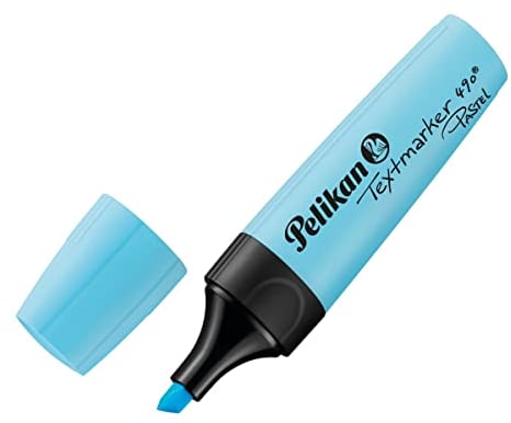 Pelikan Textmarker 490, 10 x Pastell-Blau, 10 Stück, mit Keilspitze