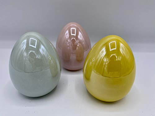 Florissima 3er Set Deko-Eier aus Keramik (8 cm, Perlmutt)