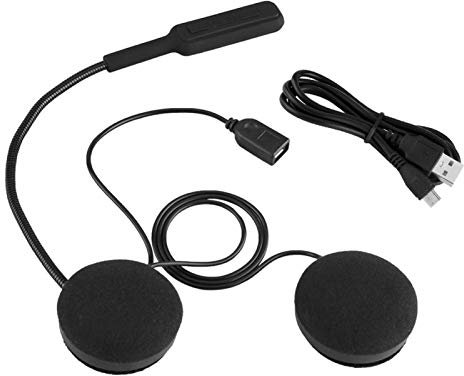 Ymiko Helm Bluetooth-Headset, Motorrad Freisprech-Kopfhörer Anruf Kopfhörer Mikrofon Lange Standby-Bluetooth 4. 0 Technologie Hi-Fi Abnehmbarer Kopfhörer Kompatibel mit Motorrädern Quads Fahrräder