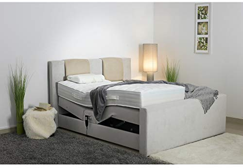 PAARA Boxspringbett | 10.000 Newton Motorleistung | LED | Antirutsch-Matten | Royal-WS® Taschenfederkern Matratze mit GELAX® Topper Kern | Made in Germany (140 x 200 cm)
