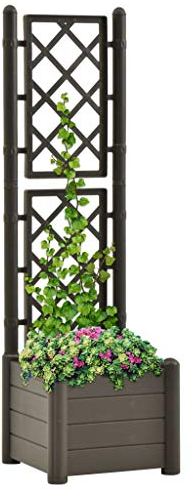 Bigto Jardinière avec treillis en polypropylène Anthracite 43 x 43 x 142 cm