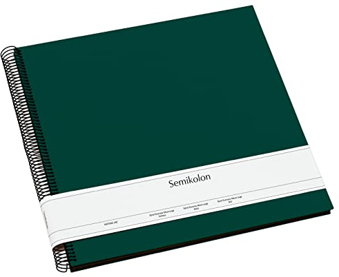 Semikolon 364041 Spiral Album Economy Large - 34,5x33,2 cm - Fotoalbum, 50 Seiten schwarz, Fotobuch, forest grün