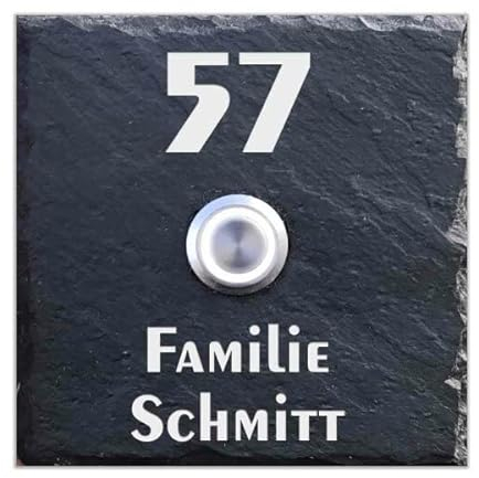 Tomtec Türklingel Schiefer Haustürklingel Klingelplatte Schiefer Klingelschild Design Tomtec 130x130mm