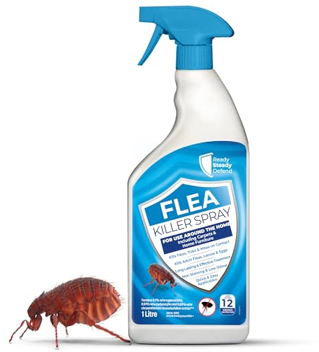 Flea Killer Spray 1L: Ultimate Flea Treatment for House | Comprehensive Indoor & Outdoor Flea Spray | Household Flea Killer & Formula for Home - Eradicates & Prevents Reinfestation | Ready to use