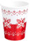 Horeca Collection 6 Unidades - Vasos Desechables Cartón 270 CC con temática Navideña con Bordado Rojo. Vaso cartón biodegradables Navidad, 100% reciclables Celebraciones y Eventos.