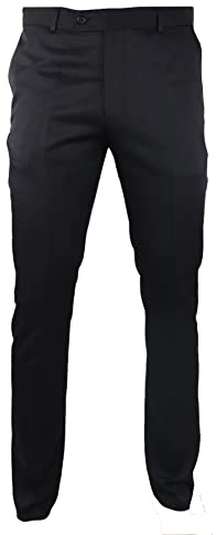 TruClothing.com Mens Black Satin Trousers Tuxedo Dinner Suit Smart Formal Classic Regular