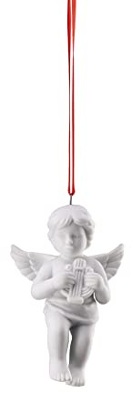 Rosenthal Tischlicht Engel mit Lyra, 4,6 x 3,2 x H 7,4 cm, Porzellan Weiss-matt, inkl. Geschenkbox