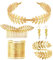 Nswayy 5 Pezzi Corona Della Dea Oro, Foglia Corona Capelli Accessori da sposa, Dea Greca Costume Accessori Braccialetto Orecchini Copricapo per Donne in Festa di Nozze Uso Quotidiano di Halloween