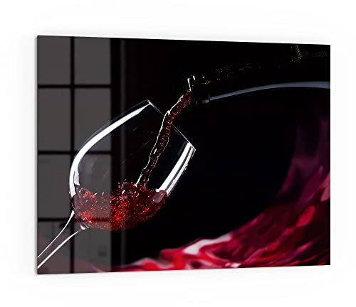 DEQORI Küchenrückwand Glas | Motiv Rotwein ins Glas gegossen | 80x60 cm | Bad- oder Herd-Rückwand | Herdblende Spritzschutz für Küche & Badezimmer | moderne Deko für Fliesenspiegel
