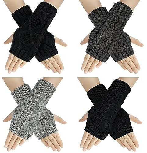 Chalier Fashion Guantes Sin Dedos Para Mujer, Guantes Cálidos De Invierno Para El Brazo, Calentadores De Brazo Para La Muñeca, Mitones De Punto, Guantes De Medio Dedo Para Damas Y Niñas