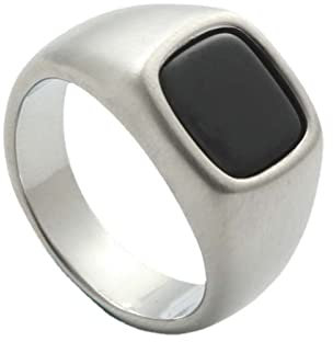 BCughia Ring Schmuck Edelstahl, Signet Ring Mattes Silber Quadratischer Dicker Ring Versprechen Ring Geschenke für Herren Größe 54 (17.2)