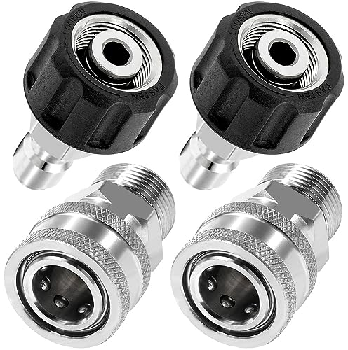 Sknrlko 4Pcs Pressure Washer Adapter Set, Quick Connect Kit, M22 14mm to M22 Metric Fitting, Stainless Steel Easy Install