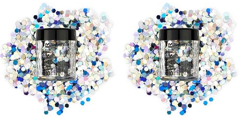 Stargazer Chunky Glitter Shaker, Holo. Cosmetic Glitter for use on the Eyes, Lips, face, Body, Hair and Nails. (Pack of 2)