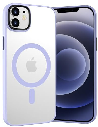WXX Magnetic Case for iPhone 12/ iPhone 12 Pro, Compatible with MagSafe, Translucent Skin-Friendly Touch Matte Back Protective Shockproof Case Slim Cover for iPhone 12/12 Pro 6.1” - Light Purple
